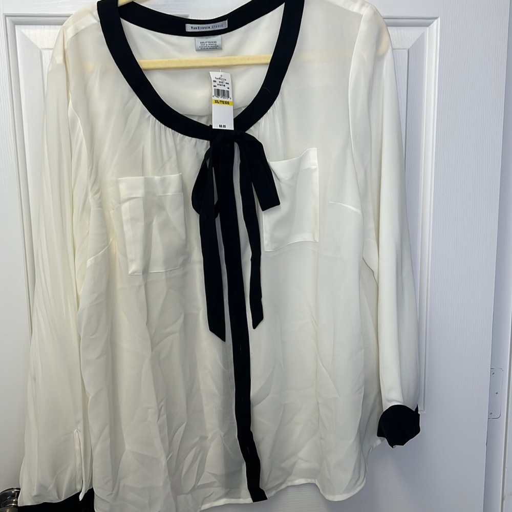 Van Heusen semi-sheer long sleeve blouse.